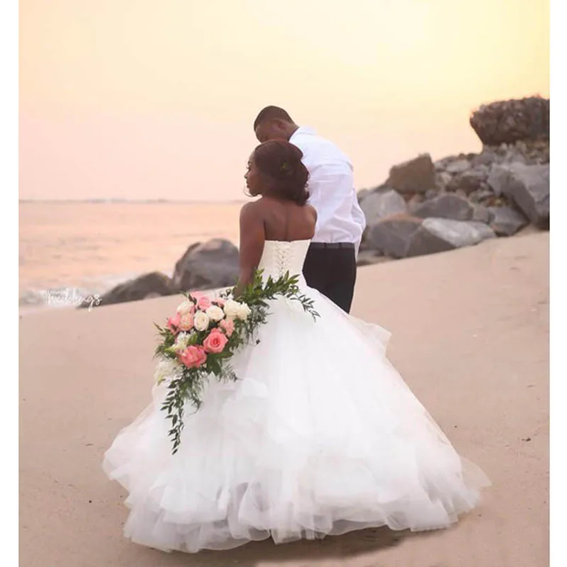 2019-Strapless-Ruched-Ball-Gown-Lace-Up-Wedding-Dresses-Vintage-White-Princess-African-Plus-Size-Bridal