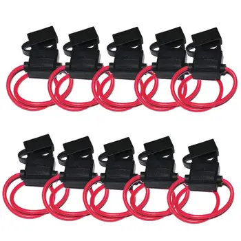 

Wholesale 10pcs Medium In-line Inline Car Blade Fuse Holder ATC/ATO Type Automotive Waterproof Fuse Box Wire 12 For 30A Fuses