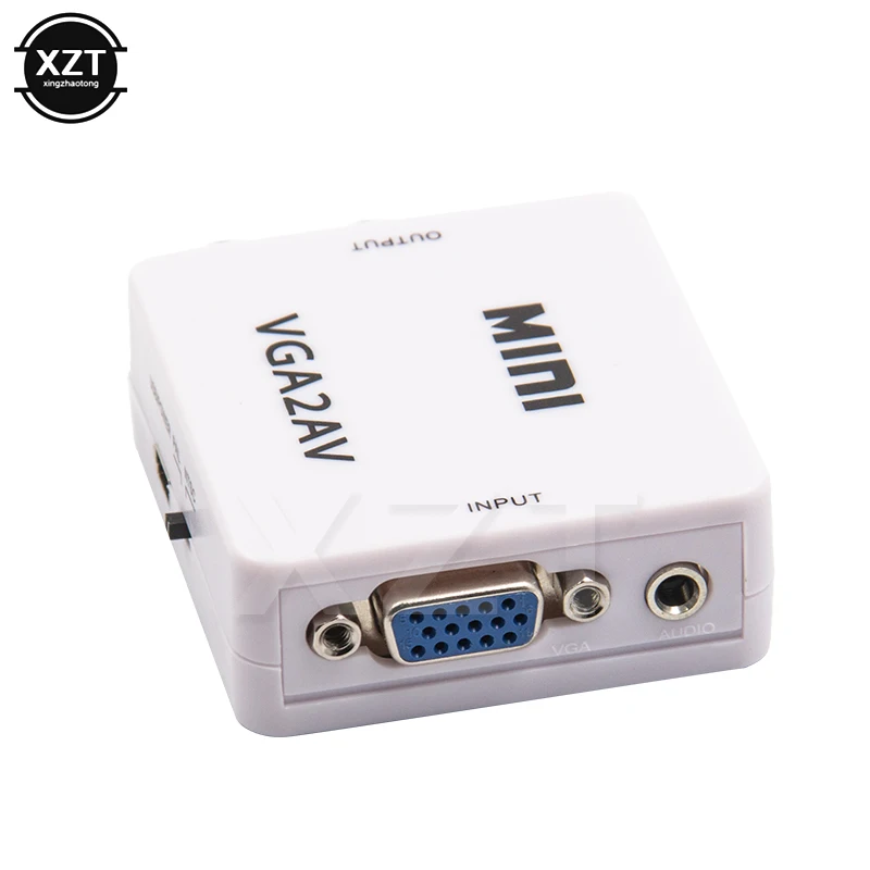 VGA to AV Mini Converter Scaler Adapter Support 1080P PC to TV