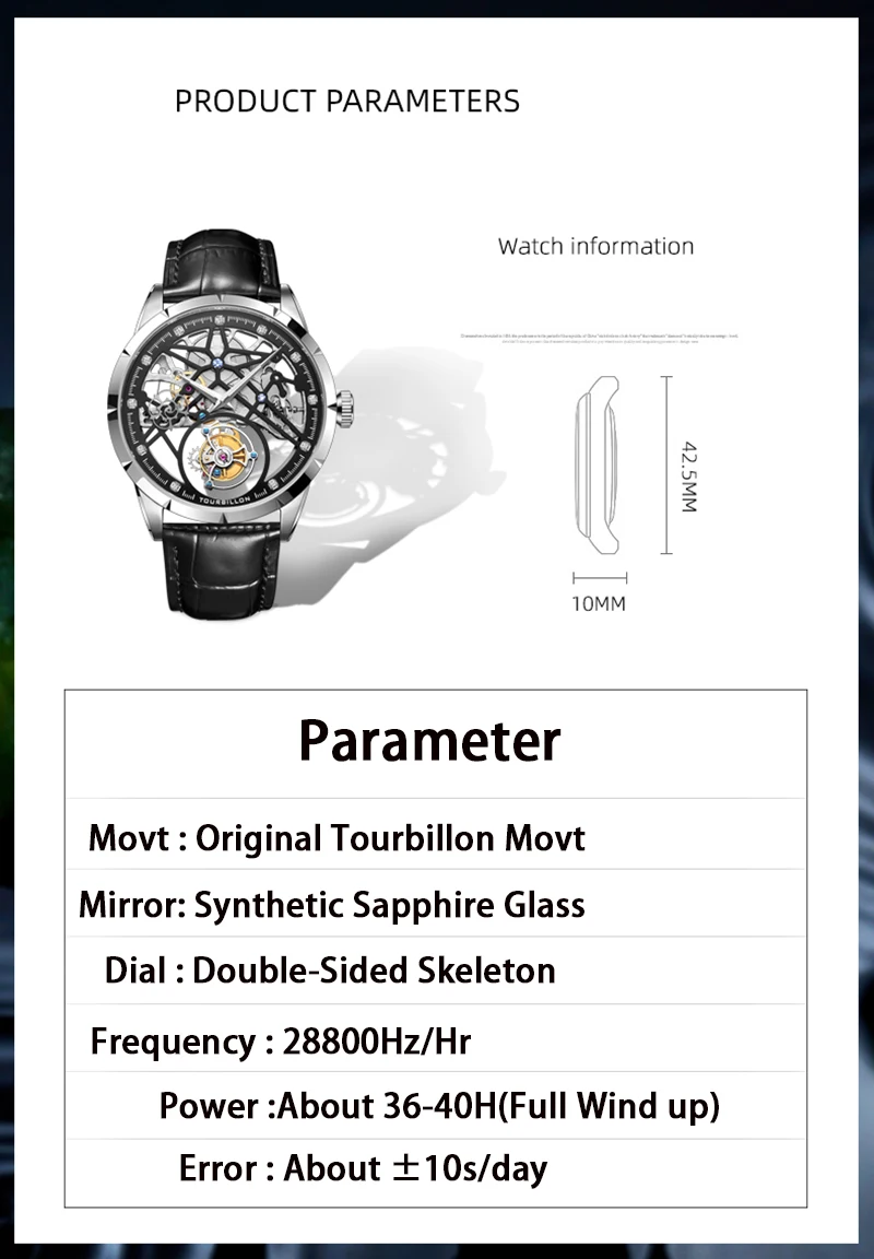 2020 novo modelo guanqin original tourbillon relógio