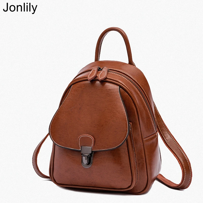 

Jonlily Women's Mini Backpack Genuine Leather Small Rucksack Female Fashion Daypack Teens Elegant City Bag Purse -KG622