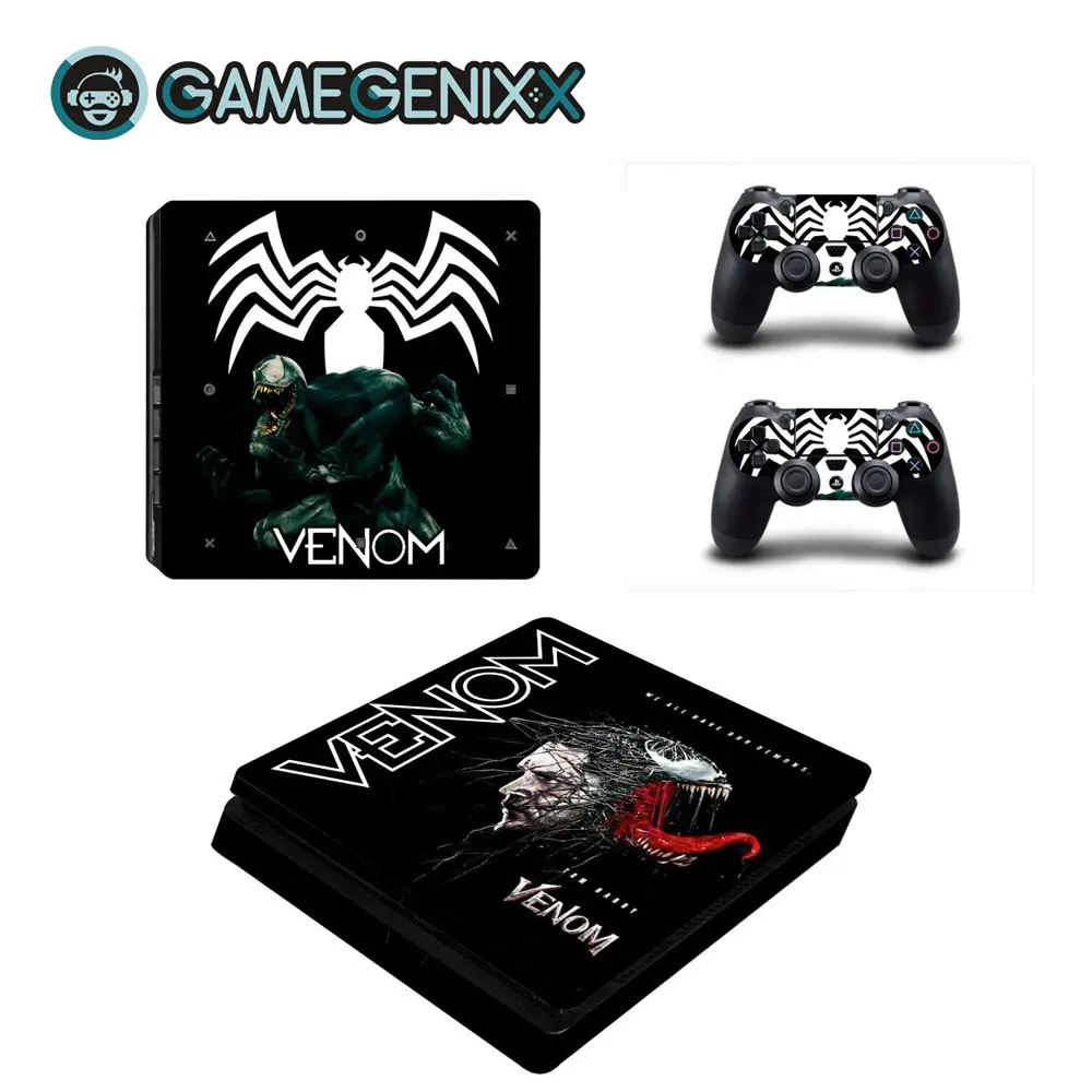 GAMEGENIXX Кожа Наклейка Защитная Наклейка Обложка полный набор для PS4 Slim консоли и 2 контроллеров-Веном