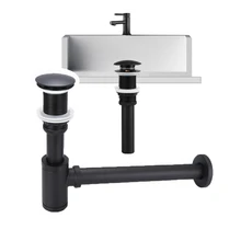 

Basin Drain Siphon Bathroom Sink Bottle Trap Modern Pop Up Filter Fixture Stopper Set Black Washbasin Hose Accessory Renovation