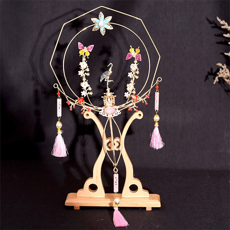 NiuShuya роскошная китайская традиционная диадема феникса длинная кисточка Hairwear Cheongsam свадебный головной убор свадебные аксессуары для волос - Окраска металла: 1pc fans