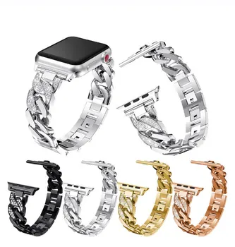 

Luxury Metal Diamond Bracelet for Apple Watch Band 44mm 42mm Iwatch 5 4 3 2 1 38mm 40mm Stainless Steel Strap Wrist Watch Loop