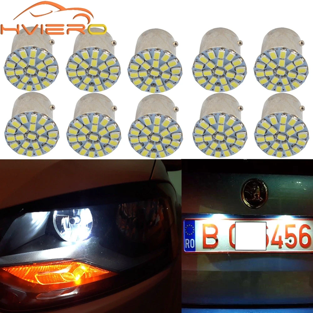 

10pcs Auto car led 1156 white 22 led 1206 smd 22smd P21W S25 BA15S turn signals light bulb lamp Free shipping