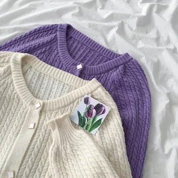 

Sweater female student plus size women's clothing 200 pounds fat sister autumn new loose knitted cardigan long-sleeved clothes