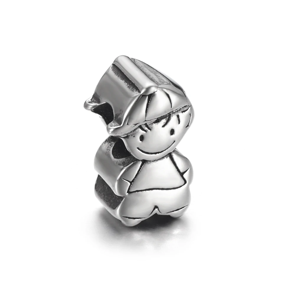 

Stainless Steel Boy Bead Polished 5mm Hole Metal European Beads Bracelet Charms for DIY Jewelry Making Accessories