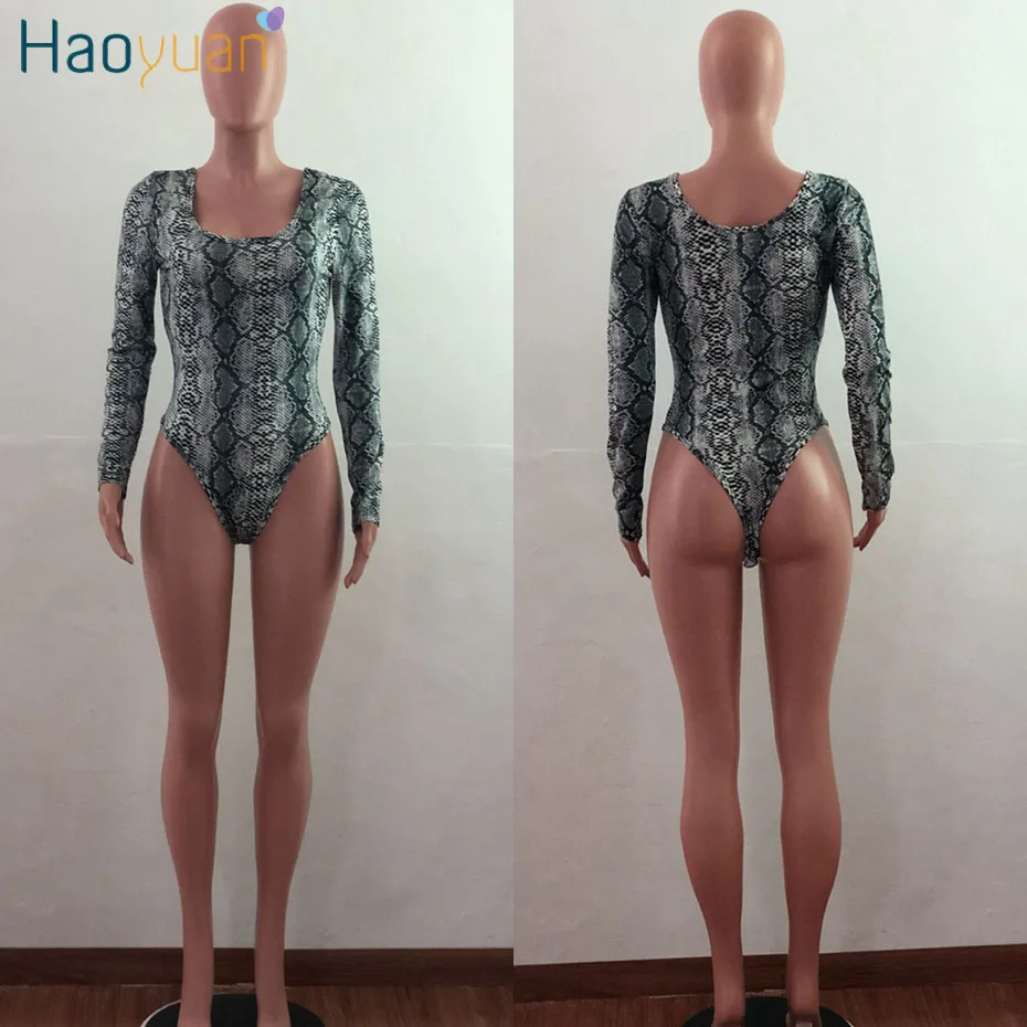 gray Неоновый зеленый Змеиный сексуальный боди с длинным рукавом, топы, женские комбинезоны, цельный бодикон, праздничные комбинезоны, боди - Цвет: gray