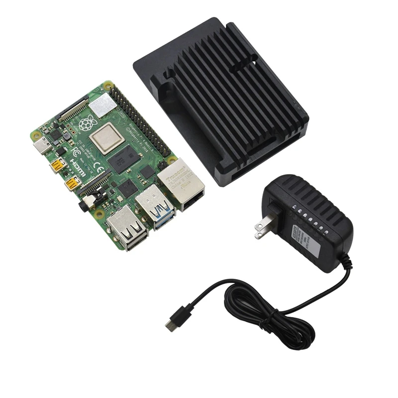 Для Raspberry Pi 4B 2G Оперативная память DIY Kit Поддержка 2,4/5,0 ГГц WI-FI Bluetooth 5,0 с Алюминий CNC сплав защитный чёрный чехол 5V 3A