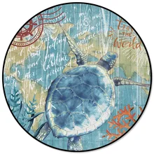 Круглый ковер, серия «Морская жизнь», «Черепахи», для столовой, Индивидуальные напольные коврики, для ресторана, для пикника, для женщин, вечерние, для кафе, для помещений