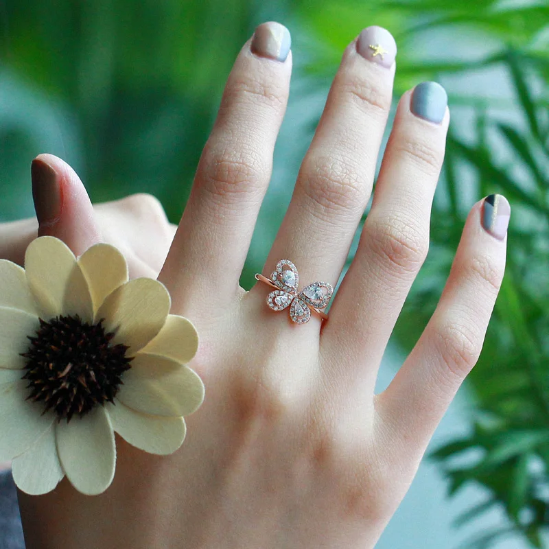 Starland, дизайн, OL стиль, 925 пробы, серебро, милая бабочка, кольца для женщин, розовое золото, цвет, Весенняя тематика, кольцо, обручальное кольцо