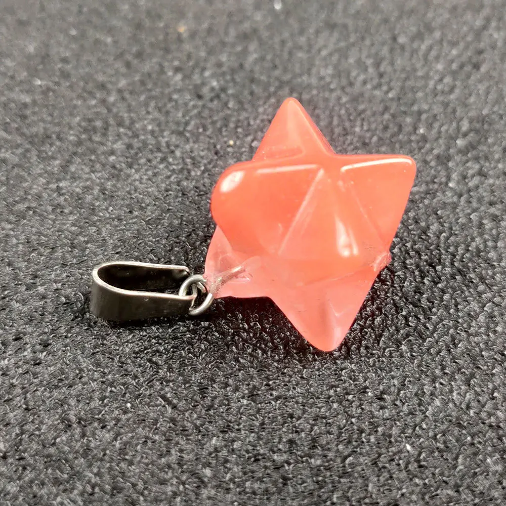 Natural Stone Hexagram Rose Quartz Pendants Tiger's Eye Opal Crystal Pendulum Pendants fit Chakras Necklace Making