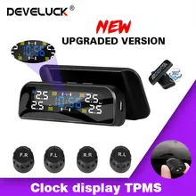 DEVELUCK – système d'alarme TPMS pour le contrôle de la pression des pneus de voiture, tout nouvel écran LCD, 4 capteurs externes intégrés
