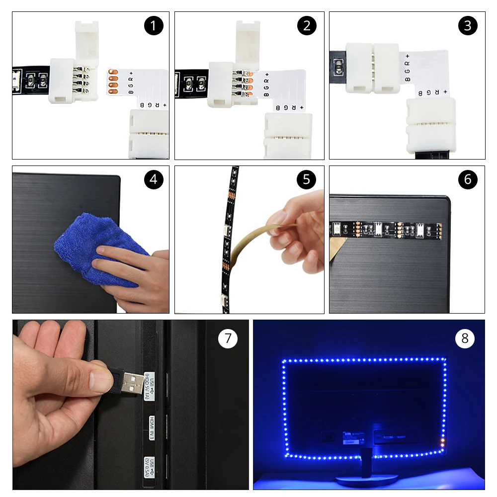 1 м 2 3 светодиодный светильник RGB неоновая лампа 5050SMD Светодиодная лента для ТВ HD