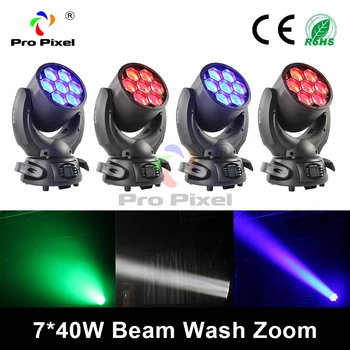 

4pcs 7X40W Beam wash Zoom Moving Head Light RGBW Stage Light LED Beam Wash lights with DMX 512 for Family Party Dj Lighting