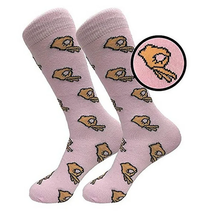 6 18 Colors Men Unisex Winter Knitted Mid-Calf Long Crew Socks Funny OK Gesture Printed Hip-Hop Trendy Cotton Hosiery Skateboard - Цвет: 6