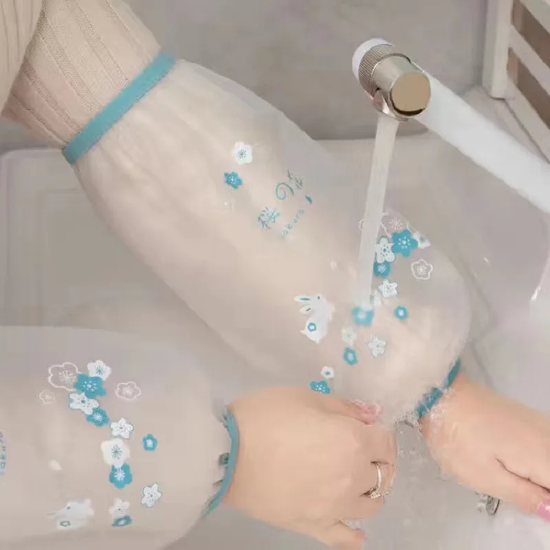 Waterproof Transparent Arm Sleeves Female Korean Version Long Oversleeve Work Anti-Fouling Kitchen Cleaning Accessories images - 6