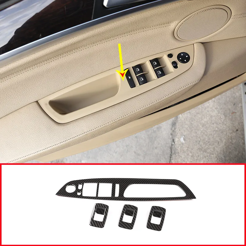 

Carbon Fiber Style ABS Chrome Window Lift Button Frame Trim For BMW X5 X6 E70 E71 2008-2013 Left Hand Drive Accessories