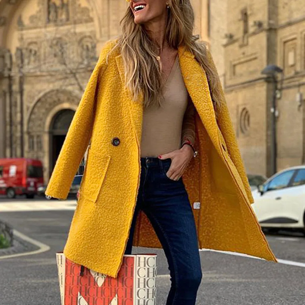 

Female Overcoats Winter Long wool coat Womens Lady Warm Faux Splice Zipper Oversize Coat Jacket Outerwear Casual Solid Pockets