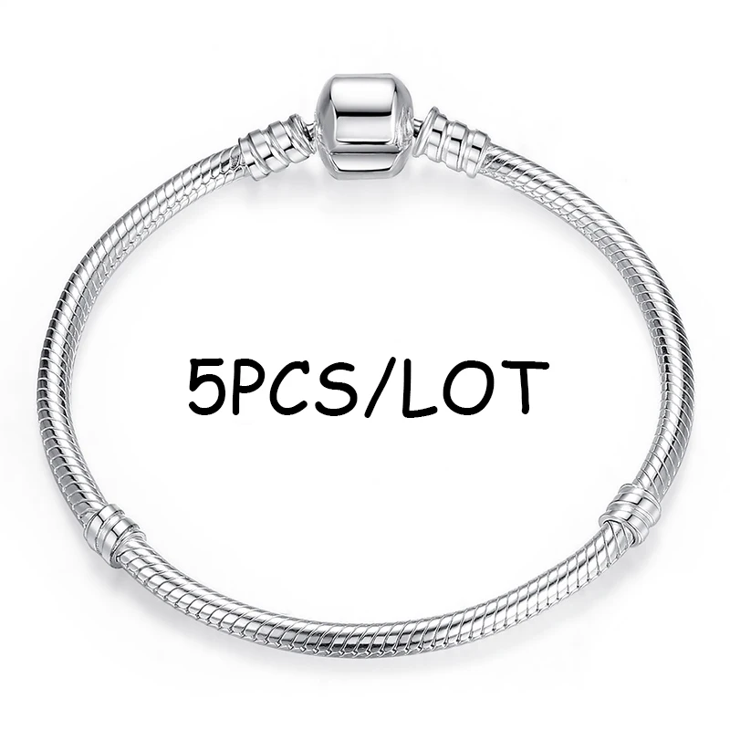 5pcs/lot Snake Chain Safety Clasp European Fine Bracelet Fit DIY Charm Bracelets & Bangles Jewelry For Women&Men Gift bracelet jewelry