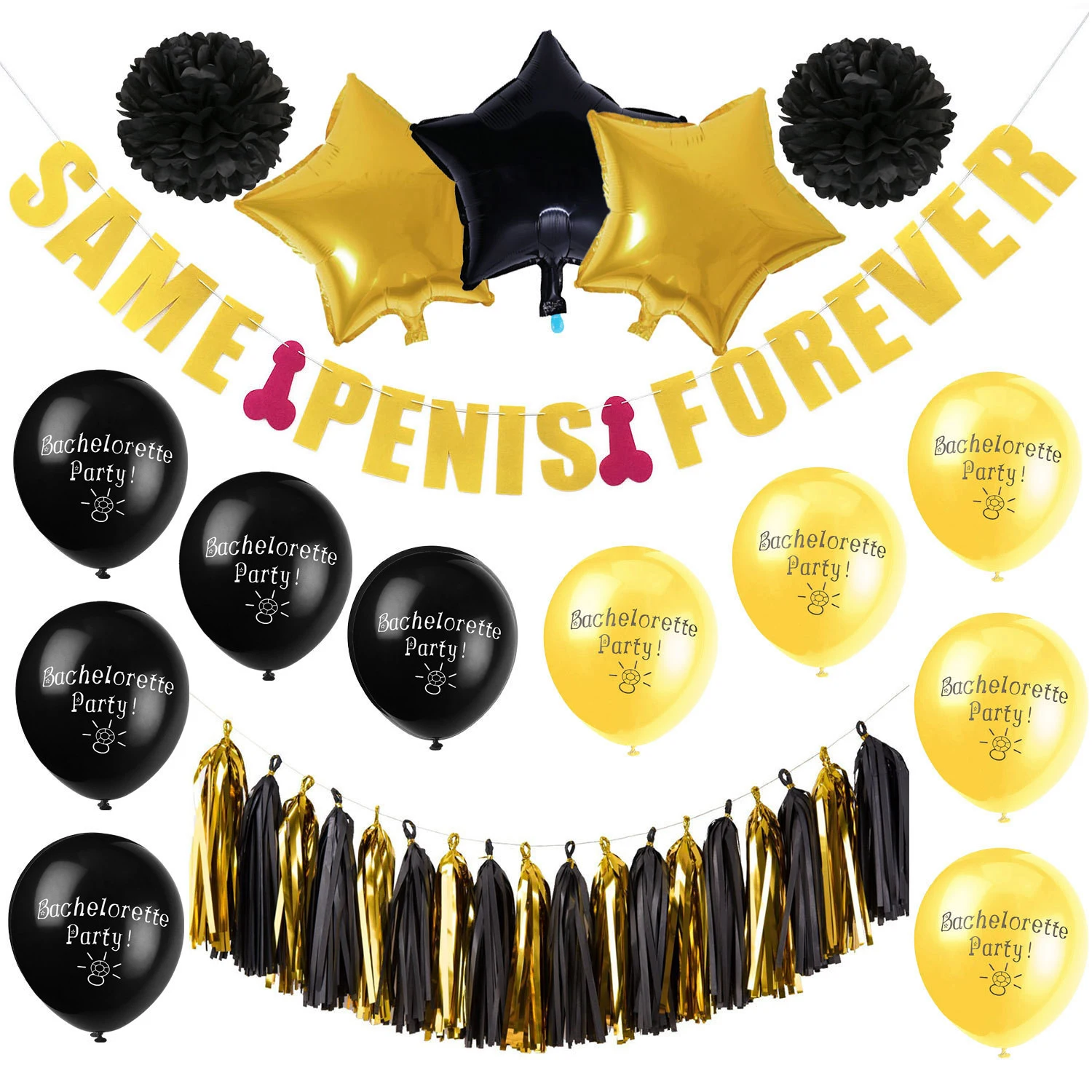 1set Same Penis Forever Bachelorette Party Latex Foil Balloon Tassels Set Wedding Engagement Women Single Decor Ballons | Дом и сад