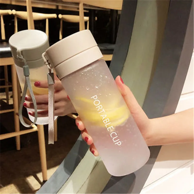 800 мл/600 мл большая емкость Спортивная бутылка для фруктового лимонного сока прозрачная портативная пластиковая бутылка для воды - Цвет: Frosted Gray