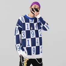 #1552 Autumn Winter Plaid Harajuku Hip Hop Sweater For Men Pullover Streetwear Knitwear Man NO. Pattern Sweater Mens Jumpers #1552 Autumn Winter Plaid Harajuku Hip Hop Sweater For Men Pullover Streetwear Knitwear Man NO. Pattern Sweater Mens Jumpers