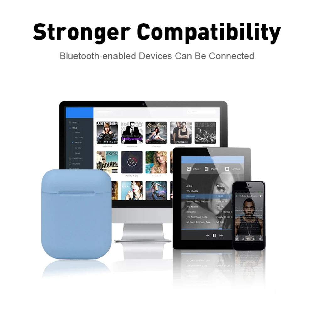 I12 tws Bluetooth наушники Smart-touch наушники 3D для всех смартфонов стерео звук Милые силиконовые водонепроницаемые наушники беспроводные