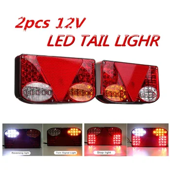 

2PCS 12V LED Car Truck Tail Light Taillight Rear Brake Light Signal Lamps Indicator for Van Lorry Trailer
