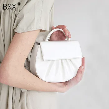 

[BXX] PU Leather Pleated Crossbody Bags For Women 2020 Spring Female Shoulder Handbags Mini Purses Travel Cross Body Bag HM009