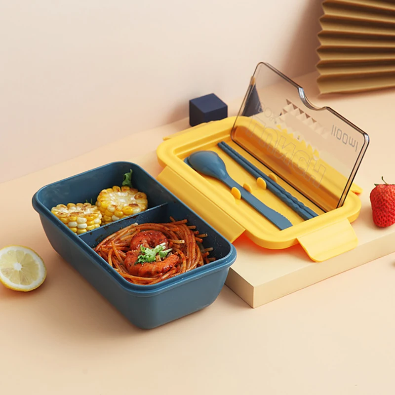 Bento Box 1100ml Japanese Style For Kids Student Food Container Leak-Proof Square PP+ABS Lunch Box With Compartment For Children