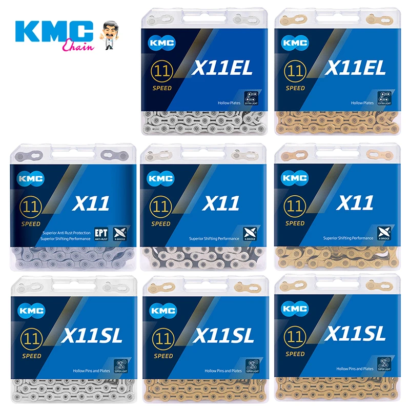 KMC - Mountain Bike Chain Original Accessory in Box 11 Speed X11 X11EPT X11EL X11SL Gold / Silver | Спорт и развлечения