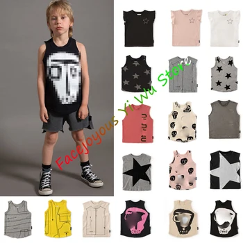 

Pre-sale Kids Summer Vest 2020 Baby Boys Colorful Sleeveless Tops Toddler Girl Cartoon Star/robot Print T-shirt Children Clothes