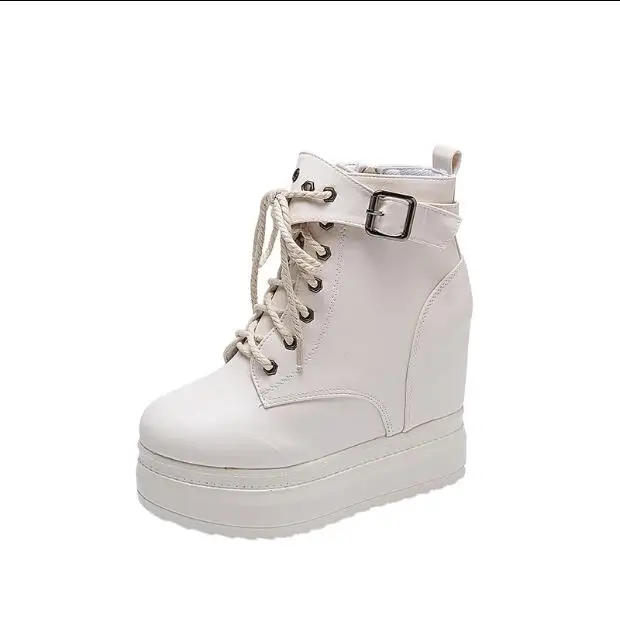

High-heeled Martin boots female Korean version of the platform wedges with boots and velvet straps with thick soles