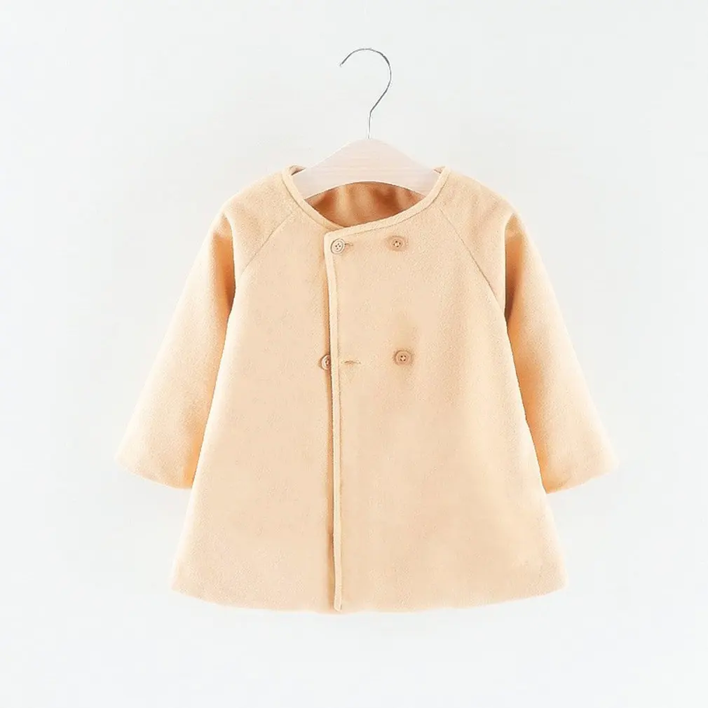 

Europe and America Autumn and winter new round neck long-sleeved cloak type woolen warm children's coat