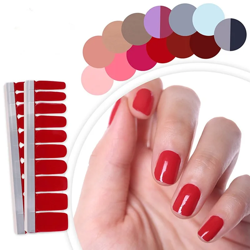 

22 colors Pure Color Full Cover Self Adhesive Stickers Polish Foils Tips Wrap Solid Color Nail Manicure