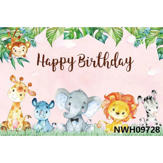 Safari 1st Birthday Backdrop Jungle Tropical Forest Wild One Animal Party Photography Newborn Baby Shower Photo Background Props NWH09728