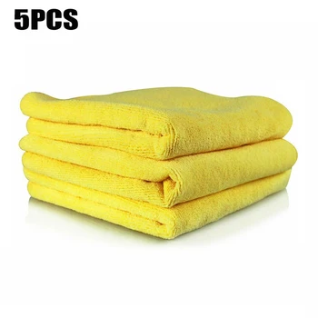 

5pcs/set 40 * 40cm Yellow 300GSM Microfiber Car Towel Drying Dishcloth Car Washing Rag Multi-function Cloth