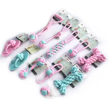 

11 Pcs Candy Color Cotton Rope Dog Chewing Toys for Aggressive Chewers Dental