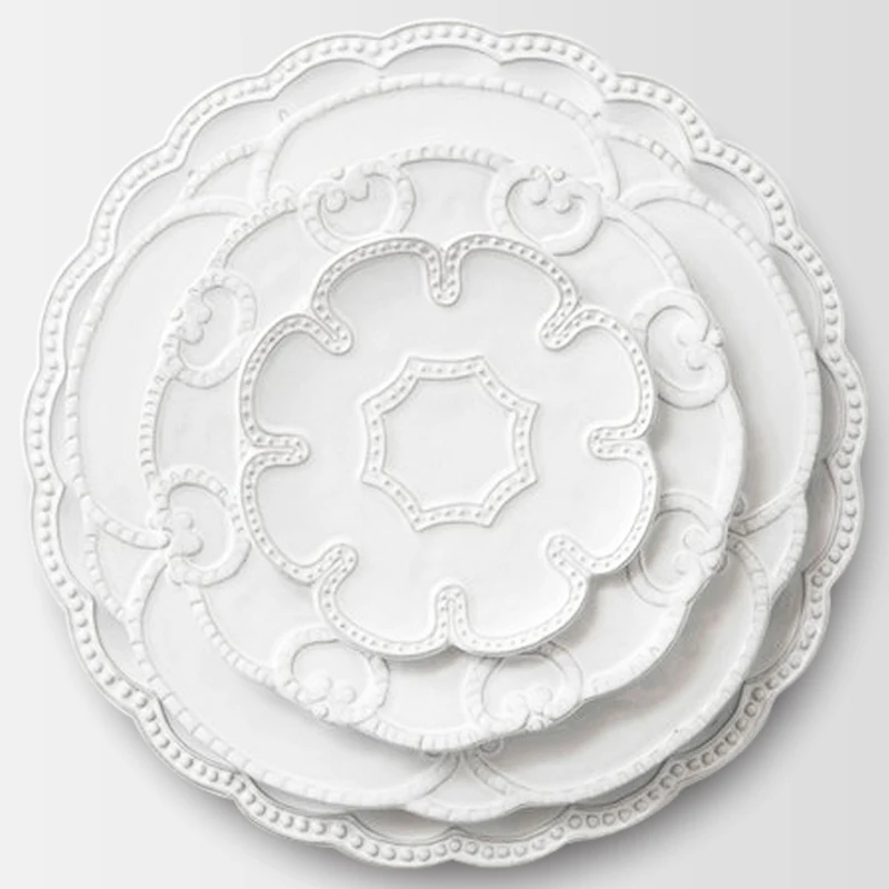 1 шт из белого фарфора обеденная тарелка для свадебной вечеринки декоративные блюда и тарелки Стейк Салат десерт тарелка набор поднос посуда - Цвет: Белый