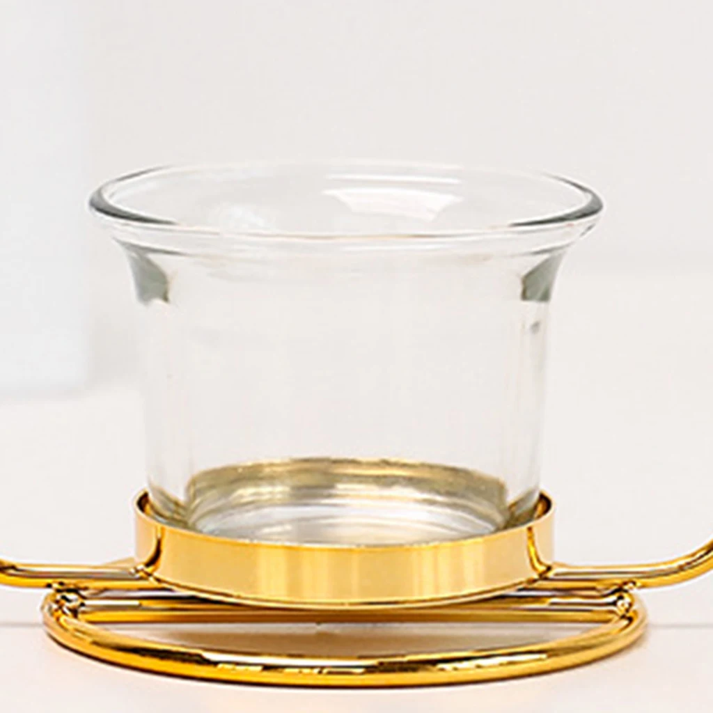 Iron Art Golden Candle Holder Wrought Hollow Candlestick Iron Lantern for Party Home Table Decoration