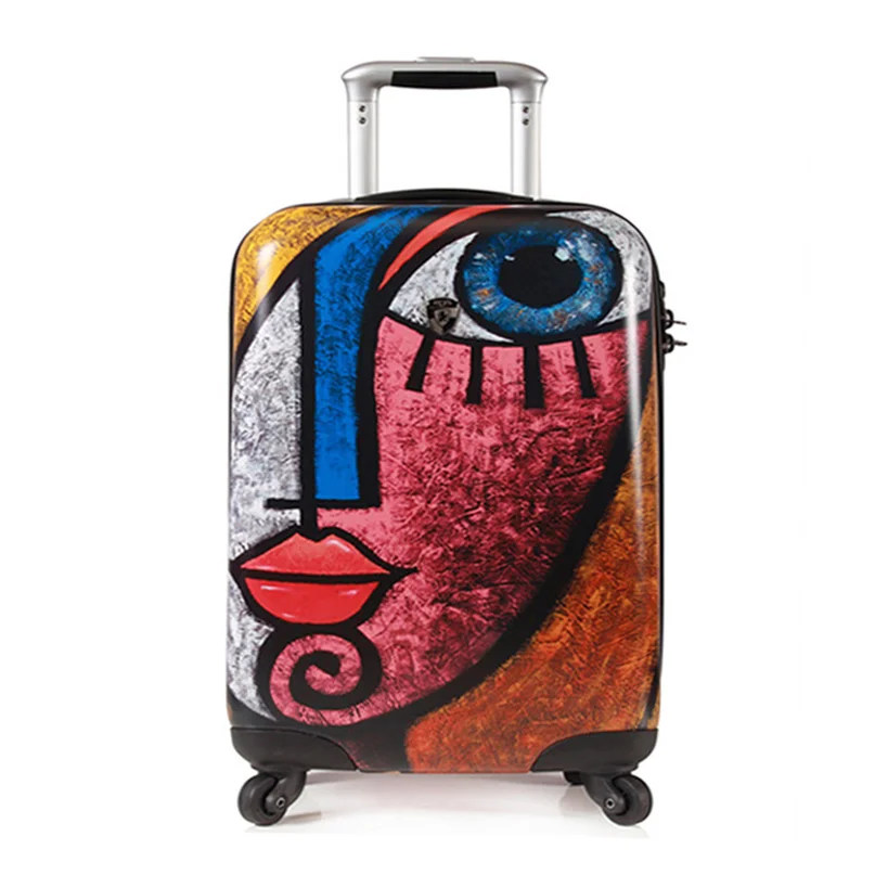 Пикассо Абстрактная живопись для путешествий багаж на ролликах модная одежда с рисунком граффити; чемоданы на колесах Новая креативная ручной клади тележка чехол сумка 20/24/28 дюймов - Цвет: As picture