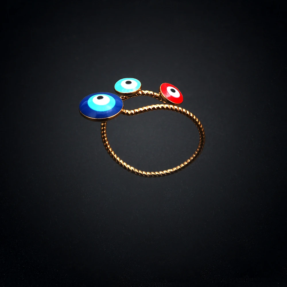 EVIL EYE Открытое кольцо настраиваемое Золото Цвет синий красный турецкий глаз свадебное кольцо на палец модные ювелирные изделия для женщин EY6459