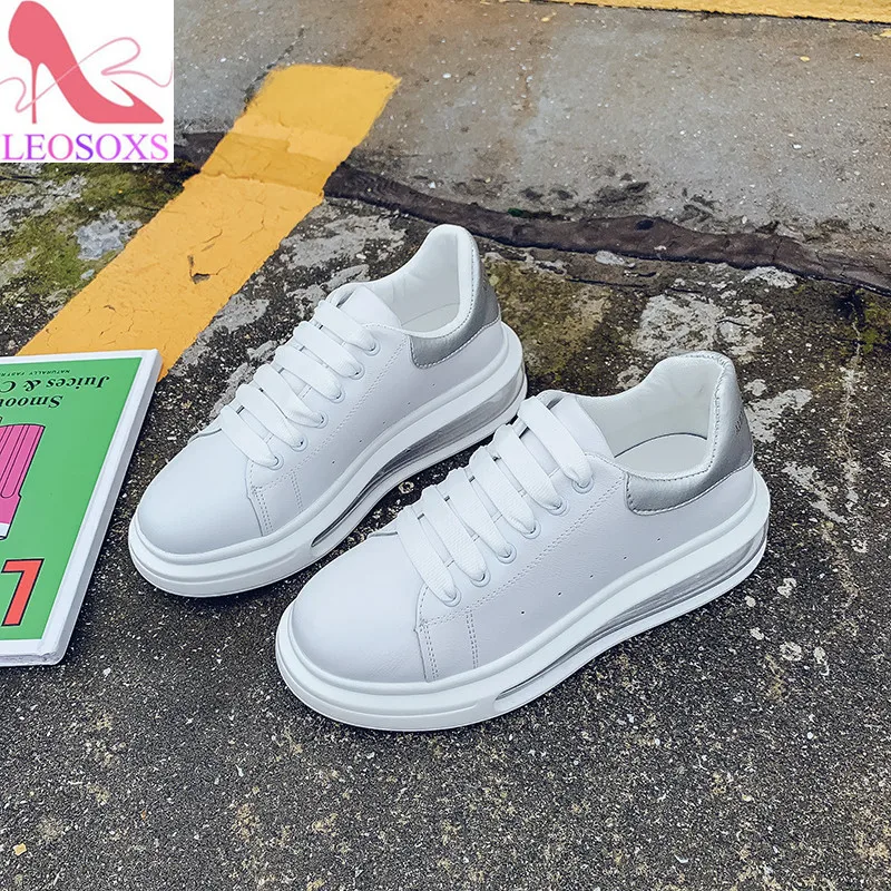 Женские кроссовки Белая Вулканизированная обувь из искусственной кожи Feminino Zapatos