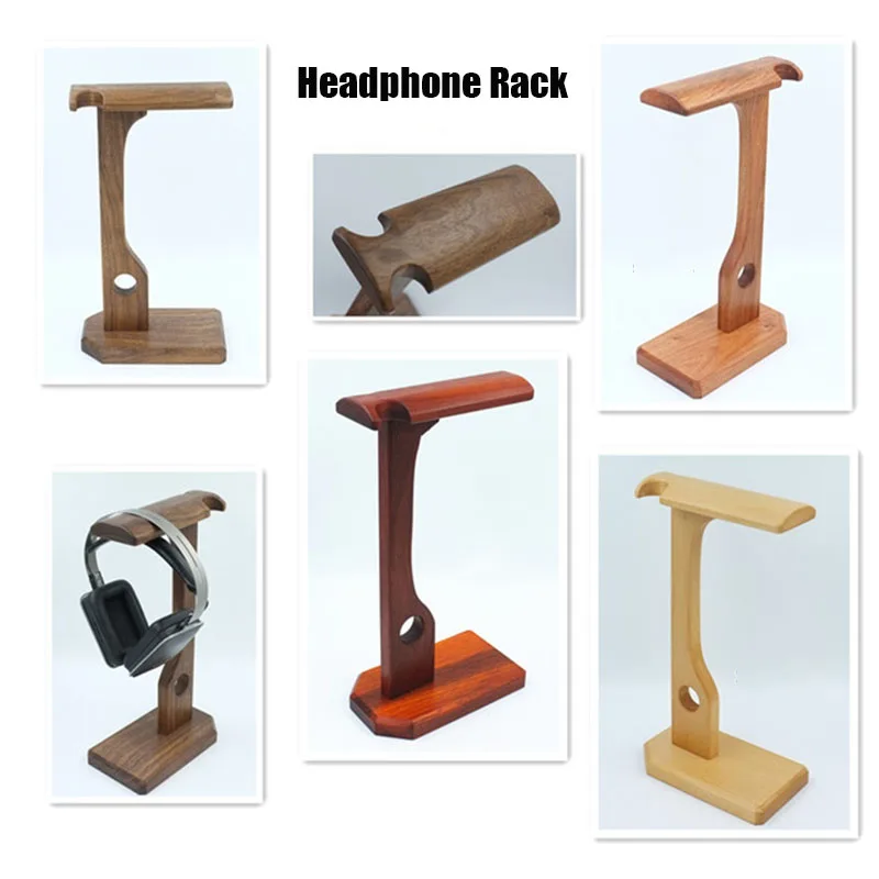 Handmade Multi-functional Wooden Headphones Holder Walnut/  Rosewood/ Red Pear Flower/ Earphone Headset Stand Desk Display Shelf
