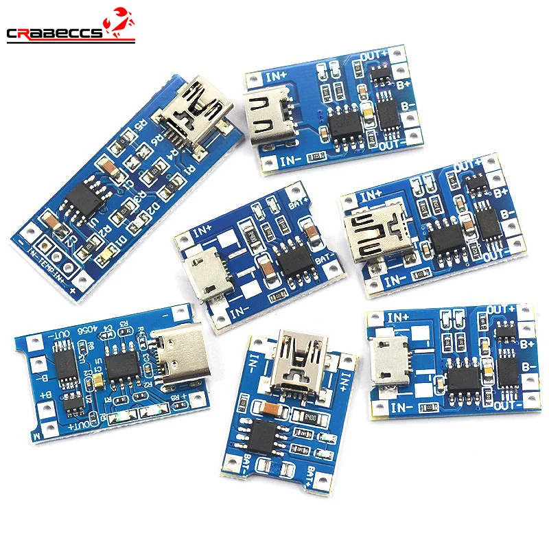 5pcs/Lot MICRO Type-c USB 5V 1A 18650 TP4056 Lithium Battery Charger Module Charging Board with Protection Dual Function DIY | Электронные