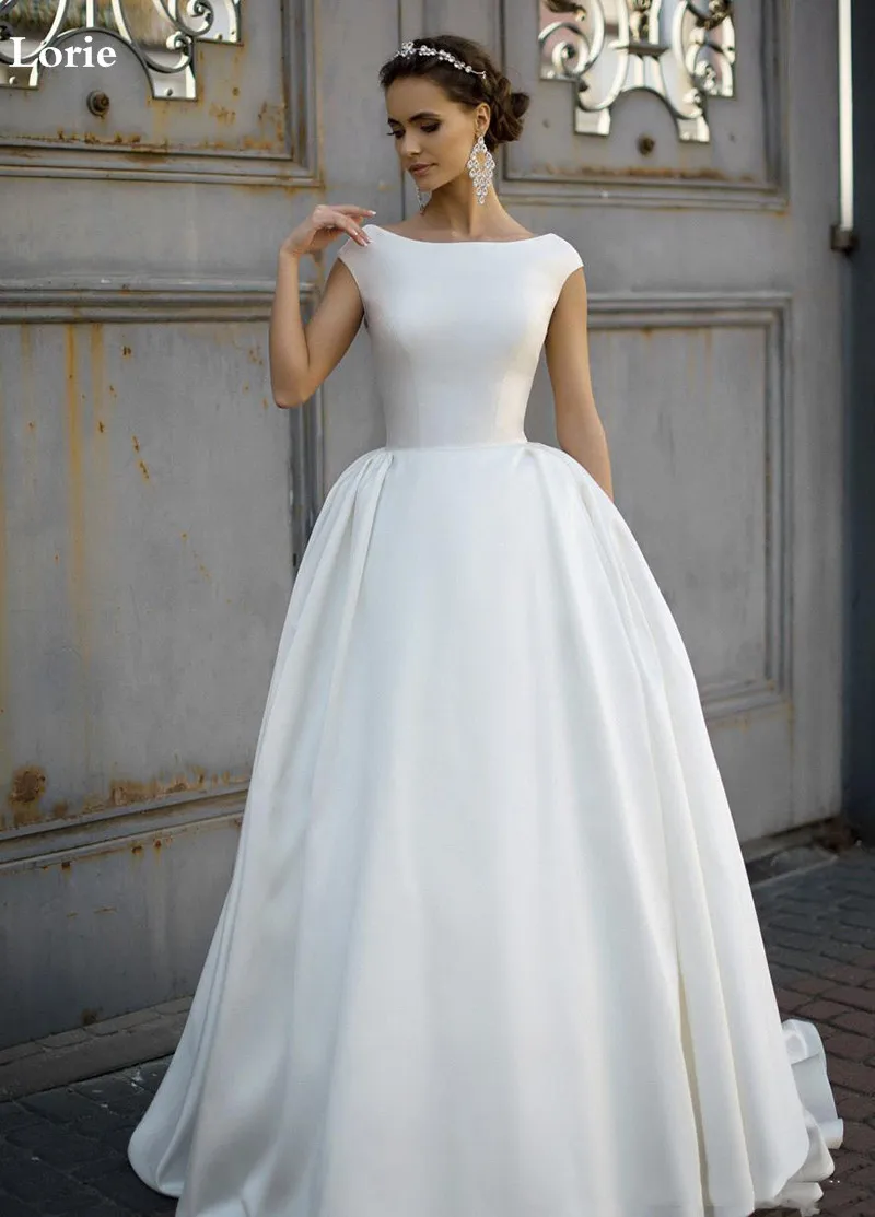 Lorie Свадебные платья трапециевидной формы Vestido de novia атласное белое свадебное платье без рукавов длиной до пола свадебное платье бохо