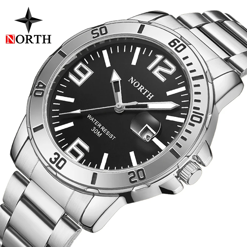 Роскошные Брендовые мужские новые часы NORTH Fashio деловые простые кварцевые со