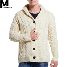 Moomphya, вязаный свитер с отложным воротником и длинным рукавом, Мужская Уличная одежда, жаккардовый мужской кардиган, свитер,, зимний мужской свитер